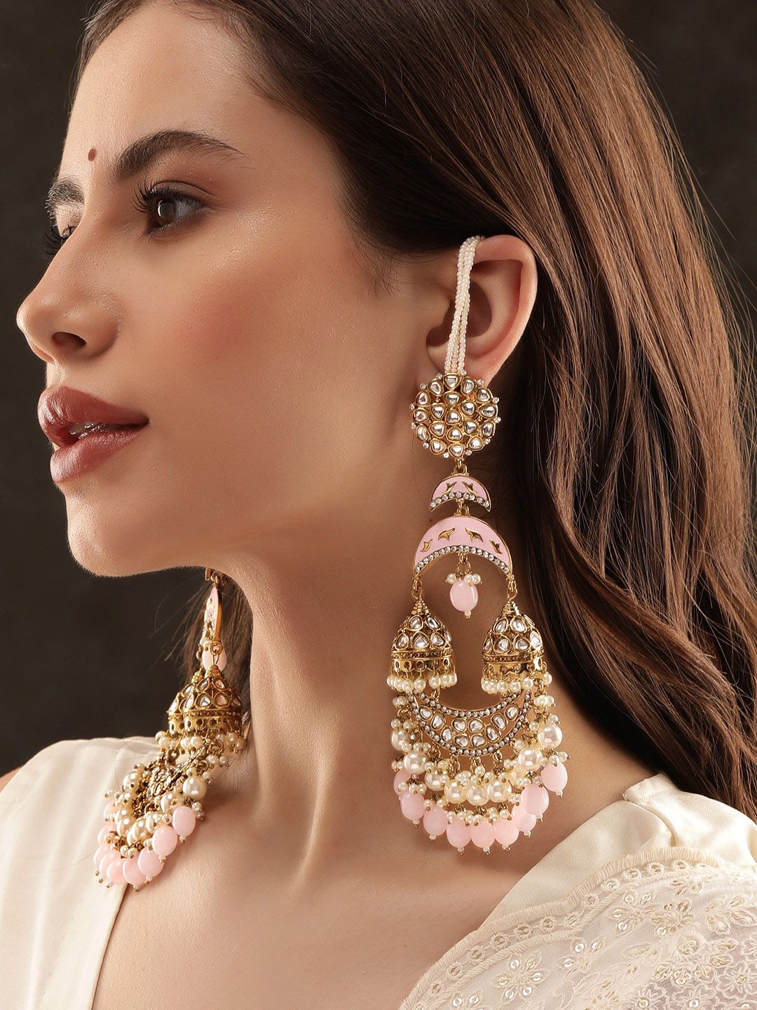 Dhiyona RJ Women's Gold Plated Dome Shaped Jhumkas Earrings