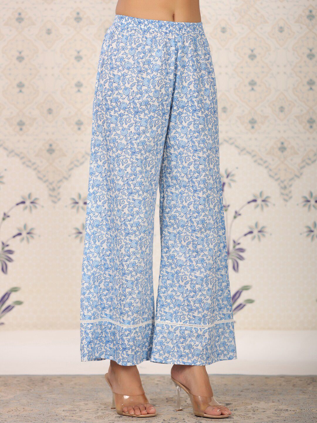 Dhiyona OD Floral Printed Bell Sleeves Pure Cotton Kurta With Palazzos