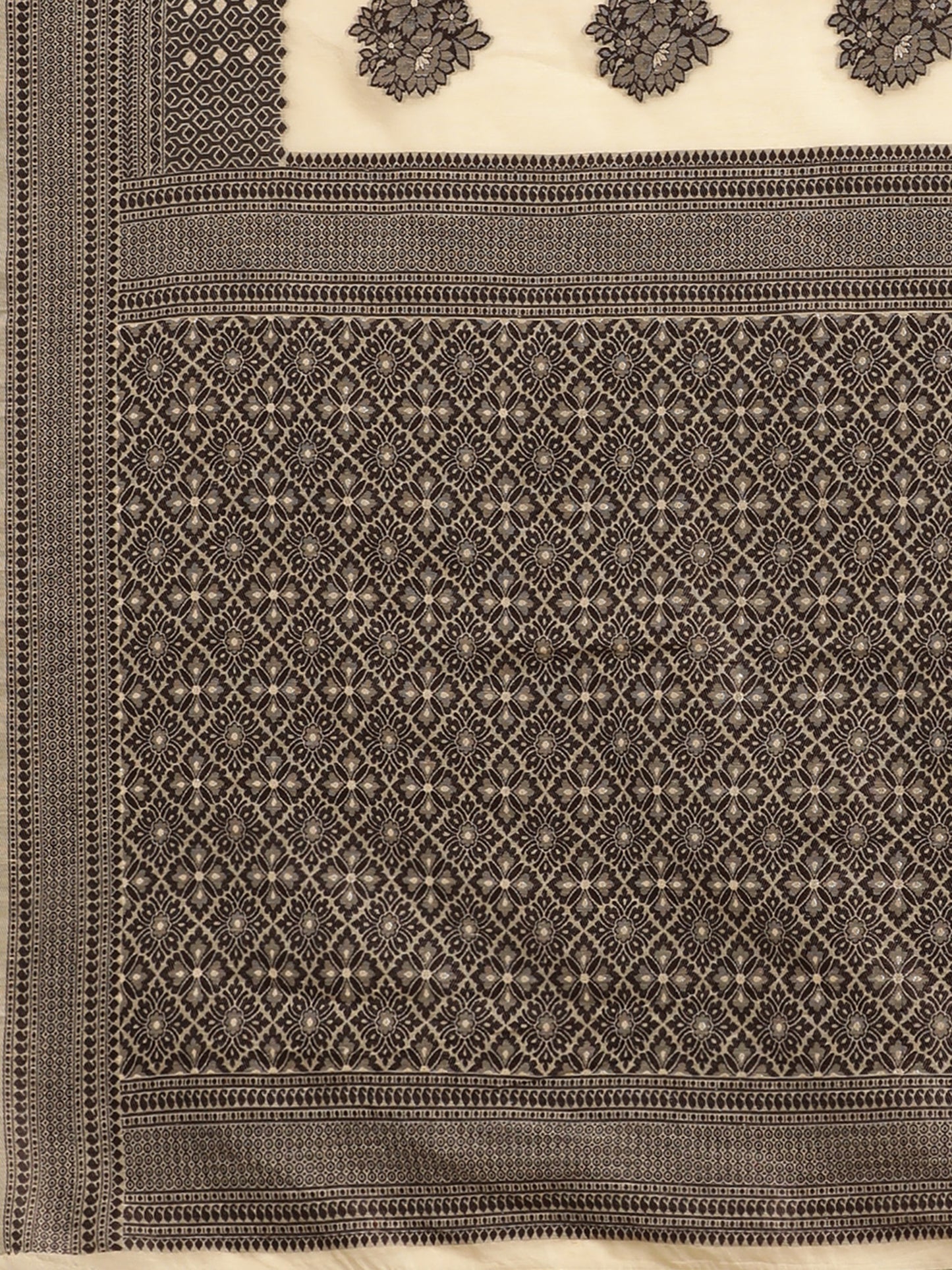 Women's Silk Blend Beige Woven Design Designer Saree With Blouse Piece