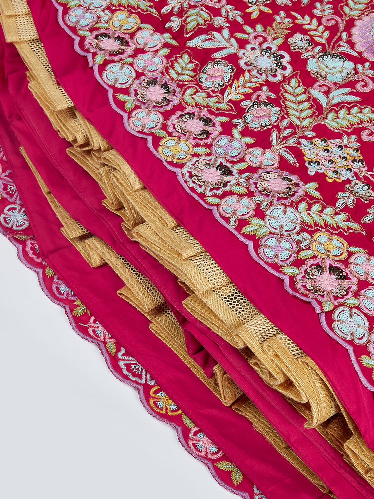 Women Rose Pure Georgette Sequins and thread embroidery Lehenga choli & Dupatta