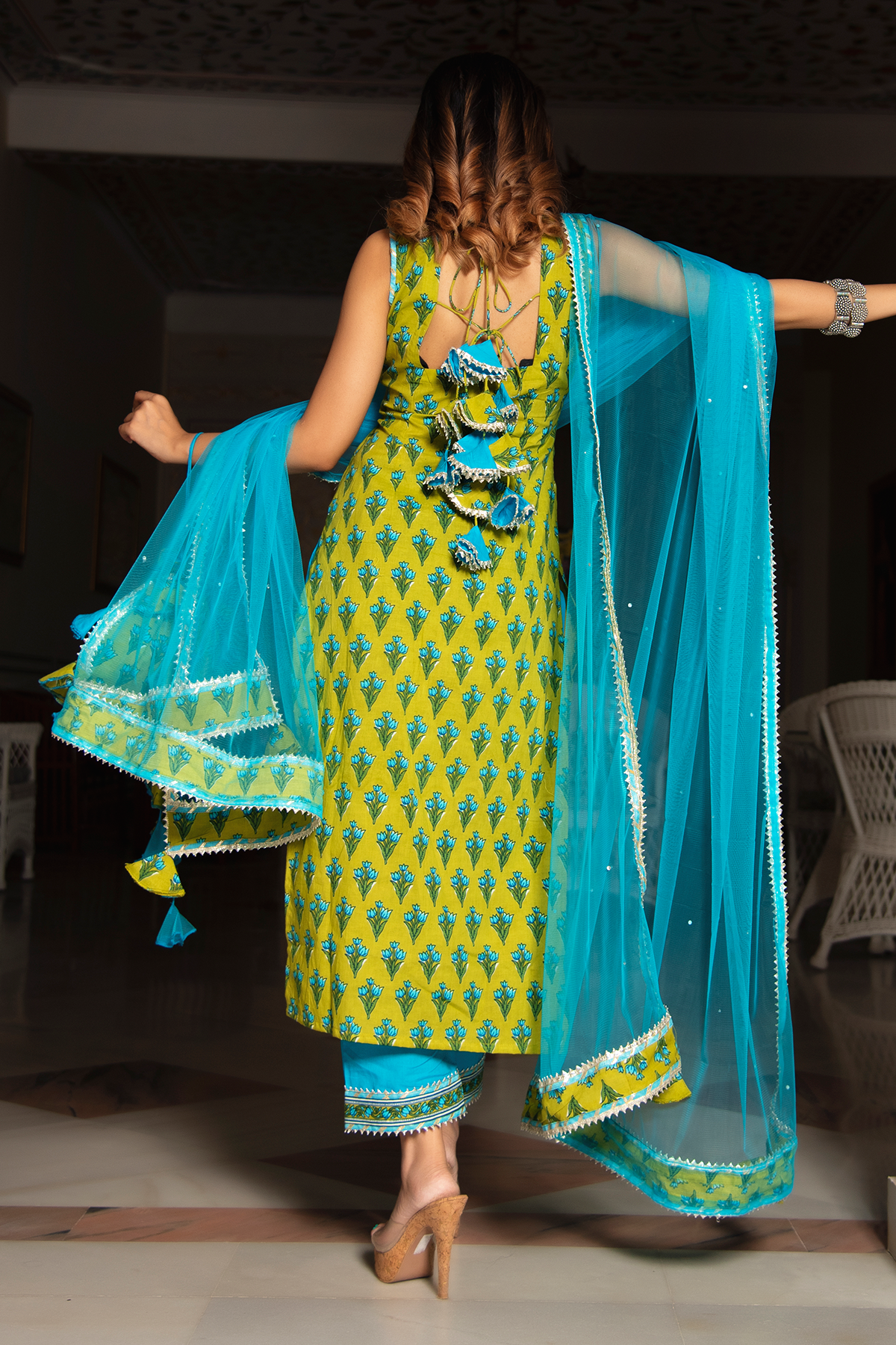 Gulzar Blue Hand Block Cotton Suit Set