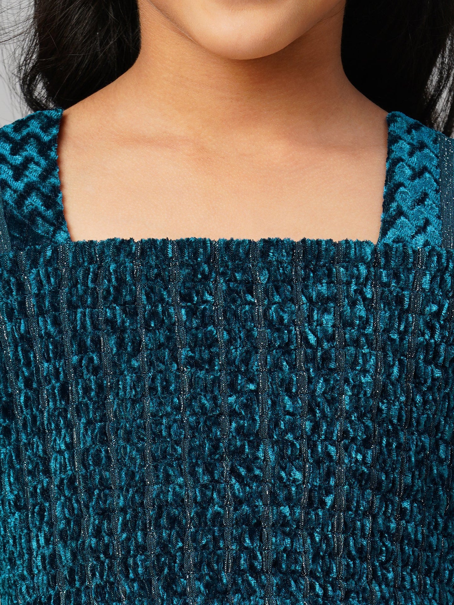 Glam Up Girls Teal Velvet Party Dress