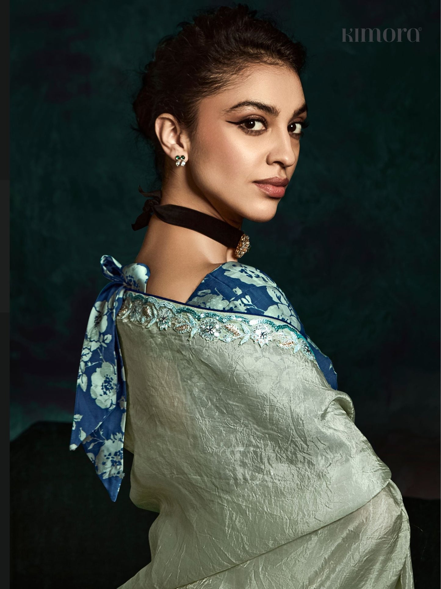 Dhiyona KM Women Stunning See Green Designer Organza Saree “ A Touch Of Elegance And Grace