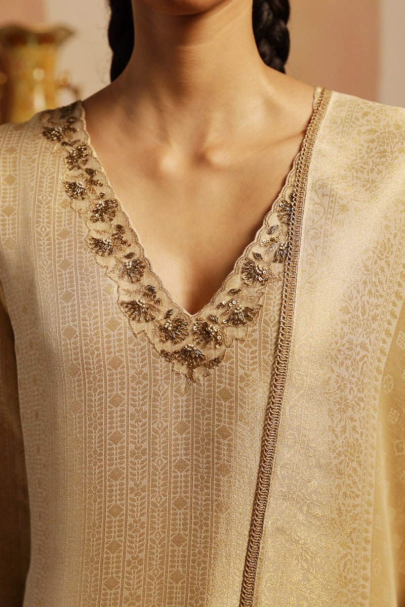 Women's Ecru Woven Silk Salwar Suit