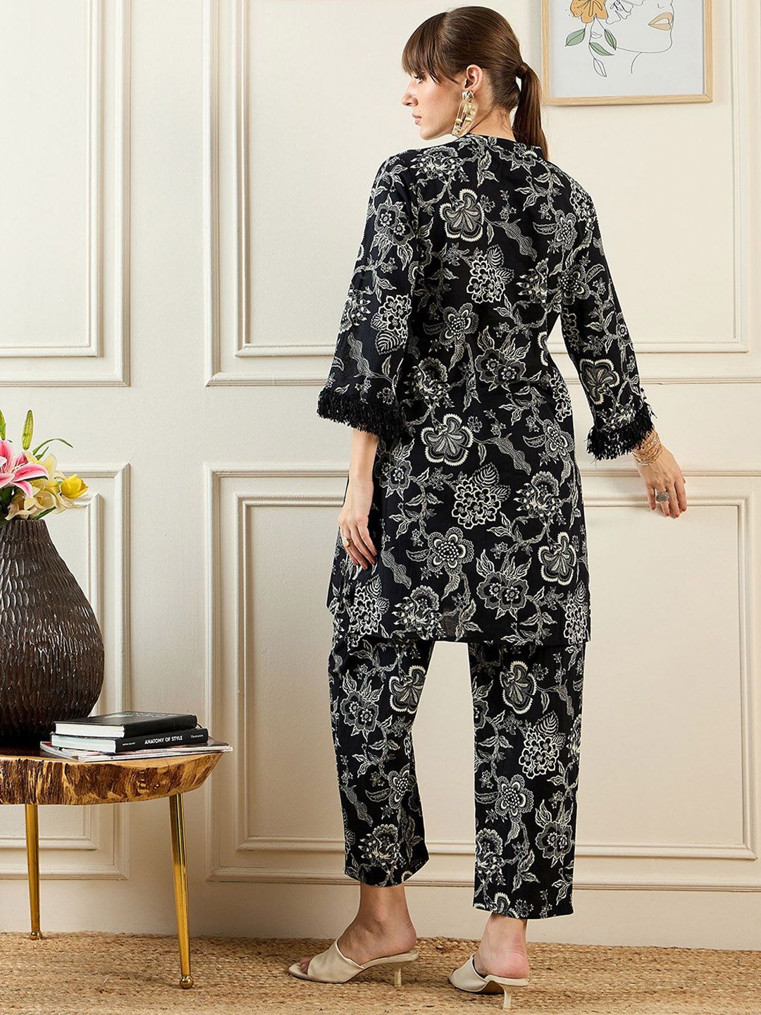 Dhiyona IE Floral Printed Pure Cotton Tunic With Trousers