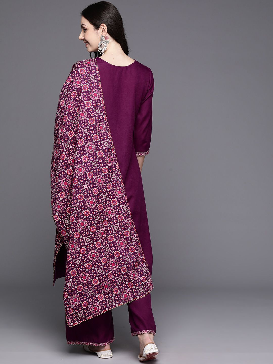 Women Yoke Design Regular Gotta Patti Kurta with Palazzos & With Dupatta