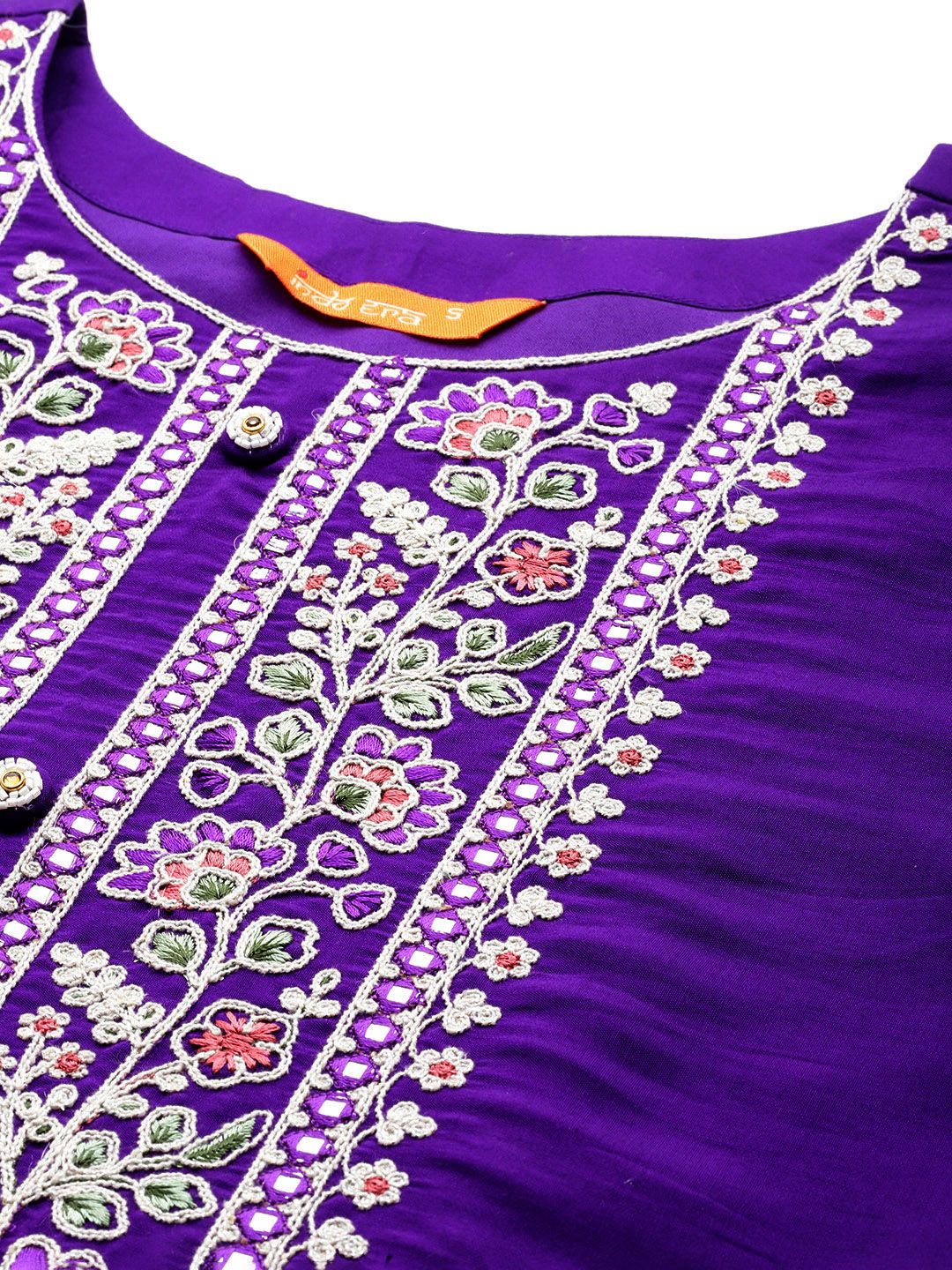 Dhiyona IE Women Floral Embroidered Thread Work Kurta with Trousers & With Dupatta