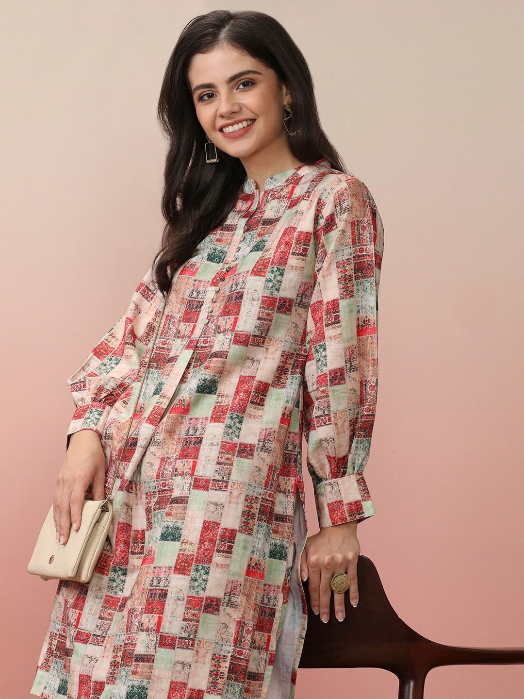 Dhiyona VA Women'sGeometric Printed Kurta With Dhoti Pant