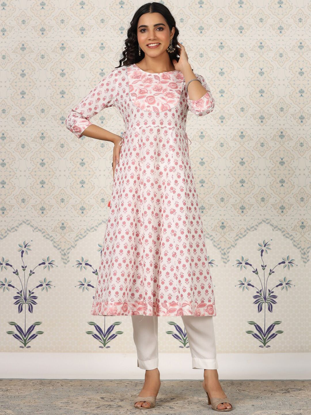 Dhiyona OD Floral Printed Gotta Patti Pure Cotton A-Line Kurta