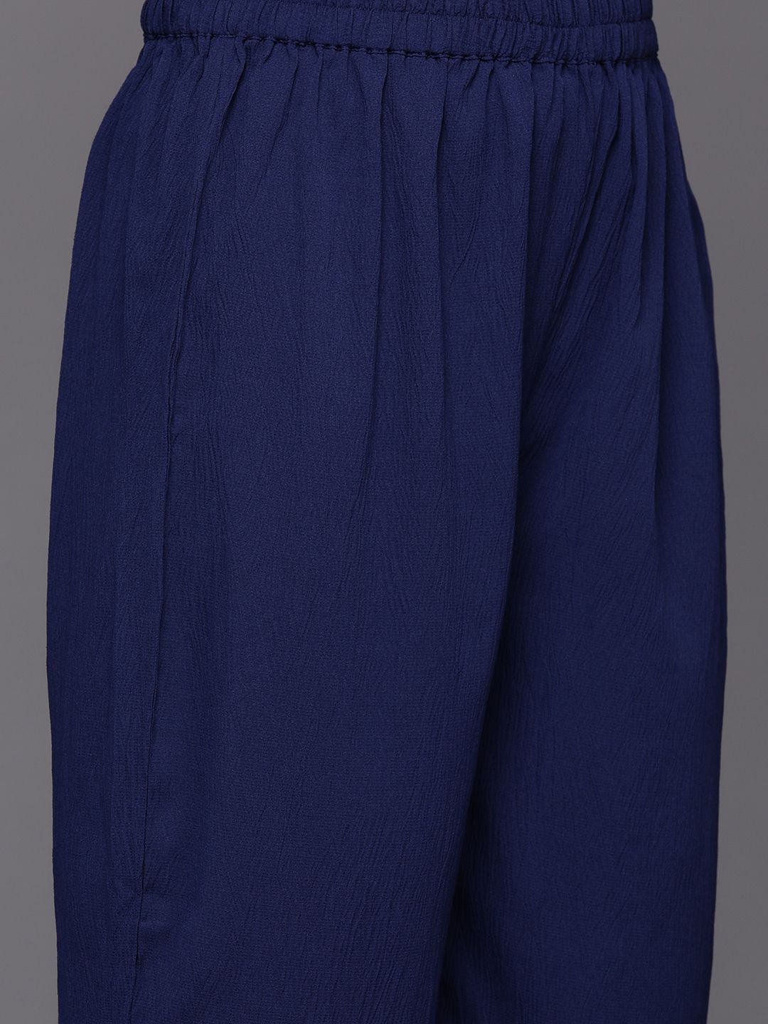 Dhiyona VA Women'sNavy Blue V Neck Flared sleeves Kurta with trouser and dupatta