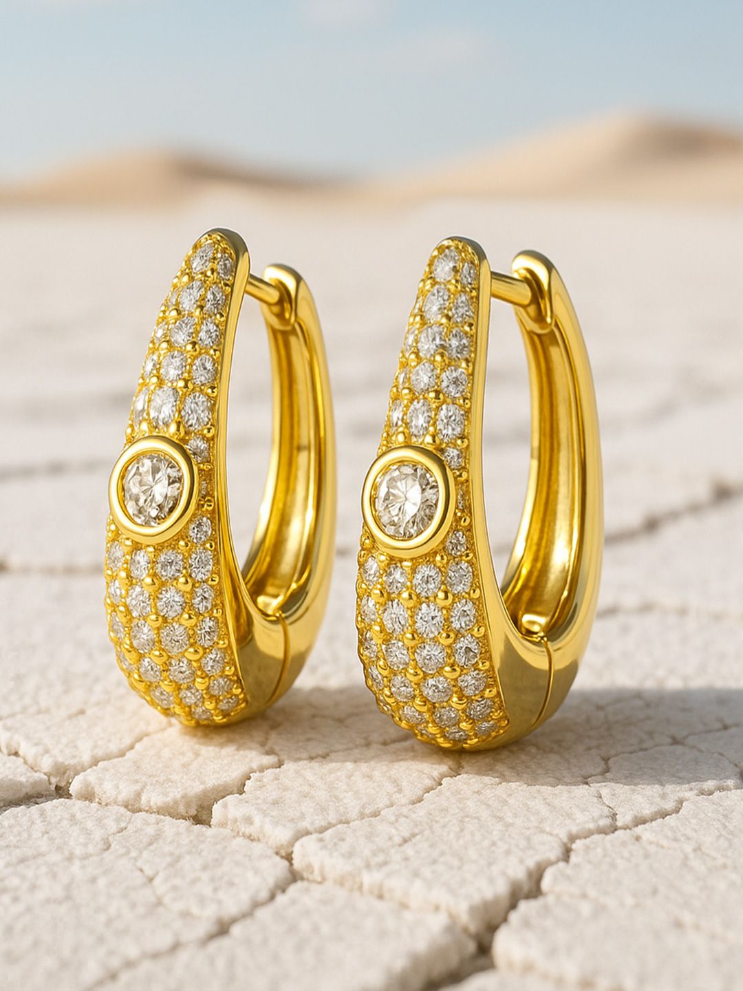 Dhiyona RJ Women's 18K Gold-Plated Cubic Zirconia Studded Statement Mini Hoop Earrings