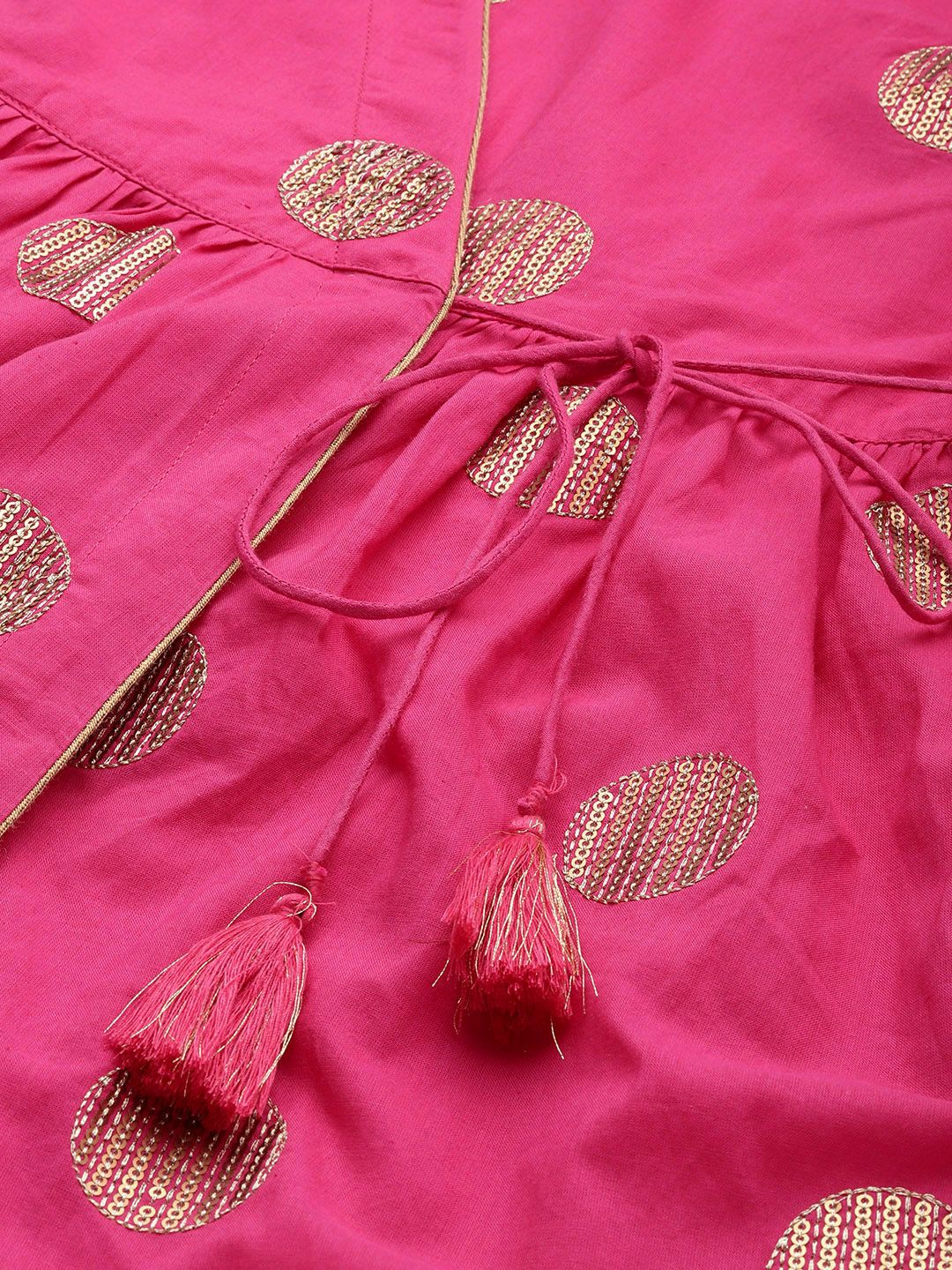 Dhiyona PD Women Women Angrakha Sequinned Pure Cotton Jashn Kurta with Skirt & Dupatta