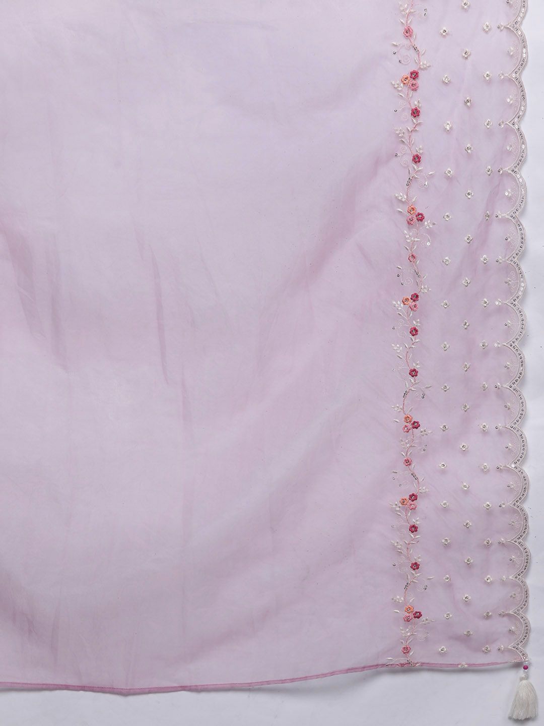 Dhiyona IE Floral Embroidered Regular Thread Work Kurta With Trousers & Dupatta