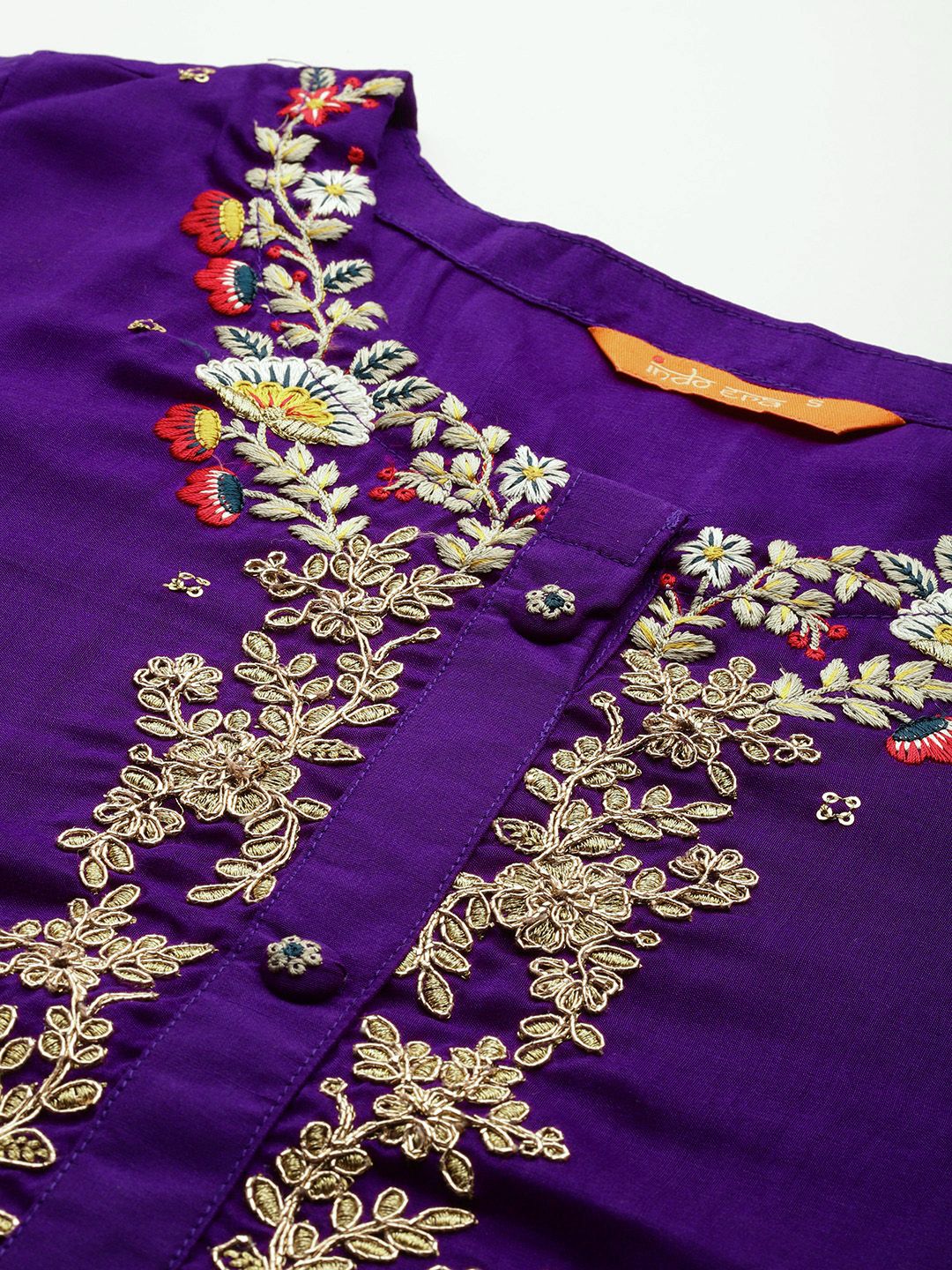 Dhiyona IE Floral Embroidered Thread Work Kurta With Trousers & Dupatta