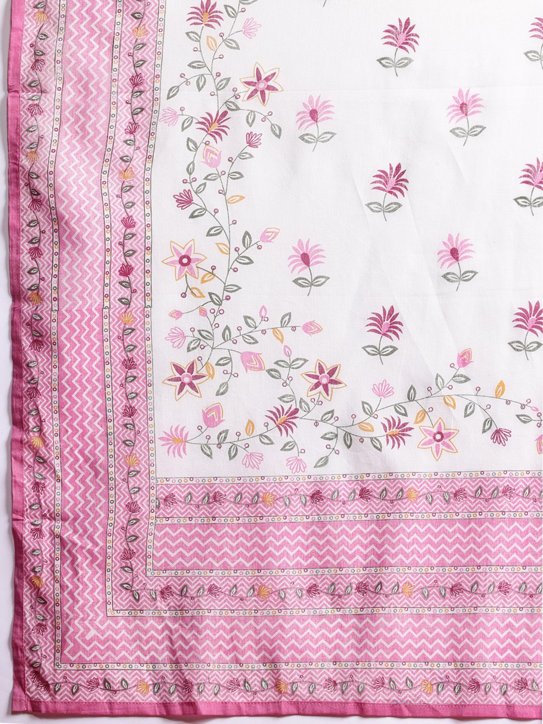 Dhiyona IE Floral Embroidered Sequinned Pure Cotton Kurta With Trousers & Dupatta