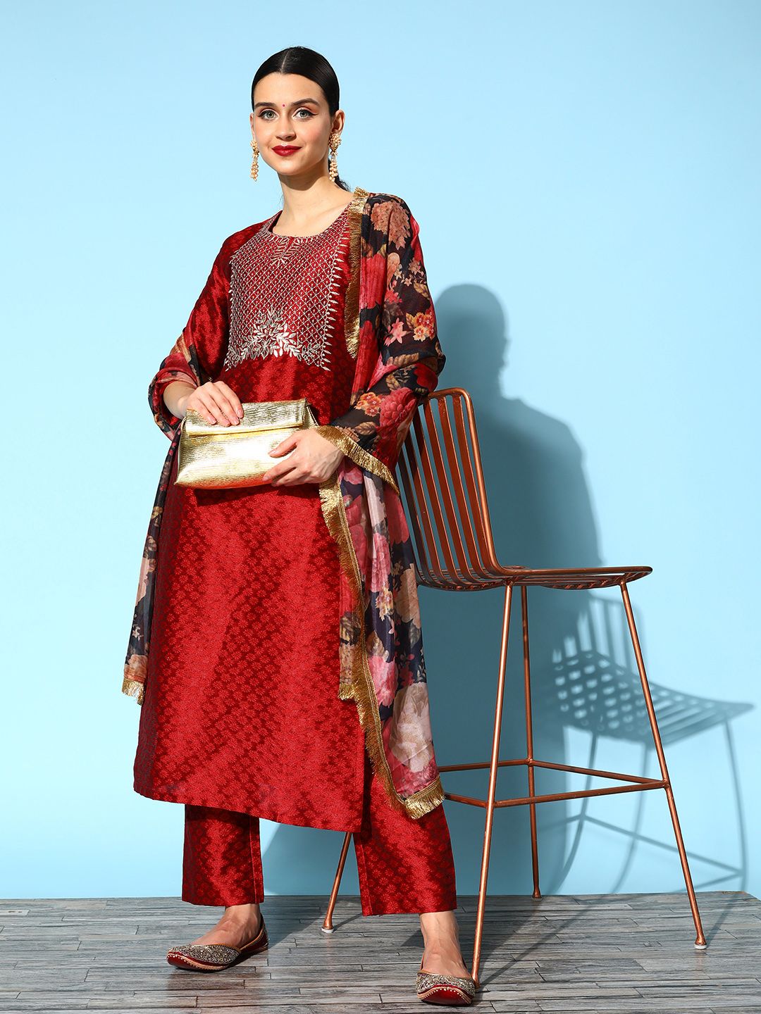 Dhiyona VA Women's Solid Silk Blend Hyper Texture Kurta Set