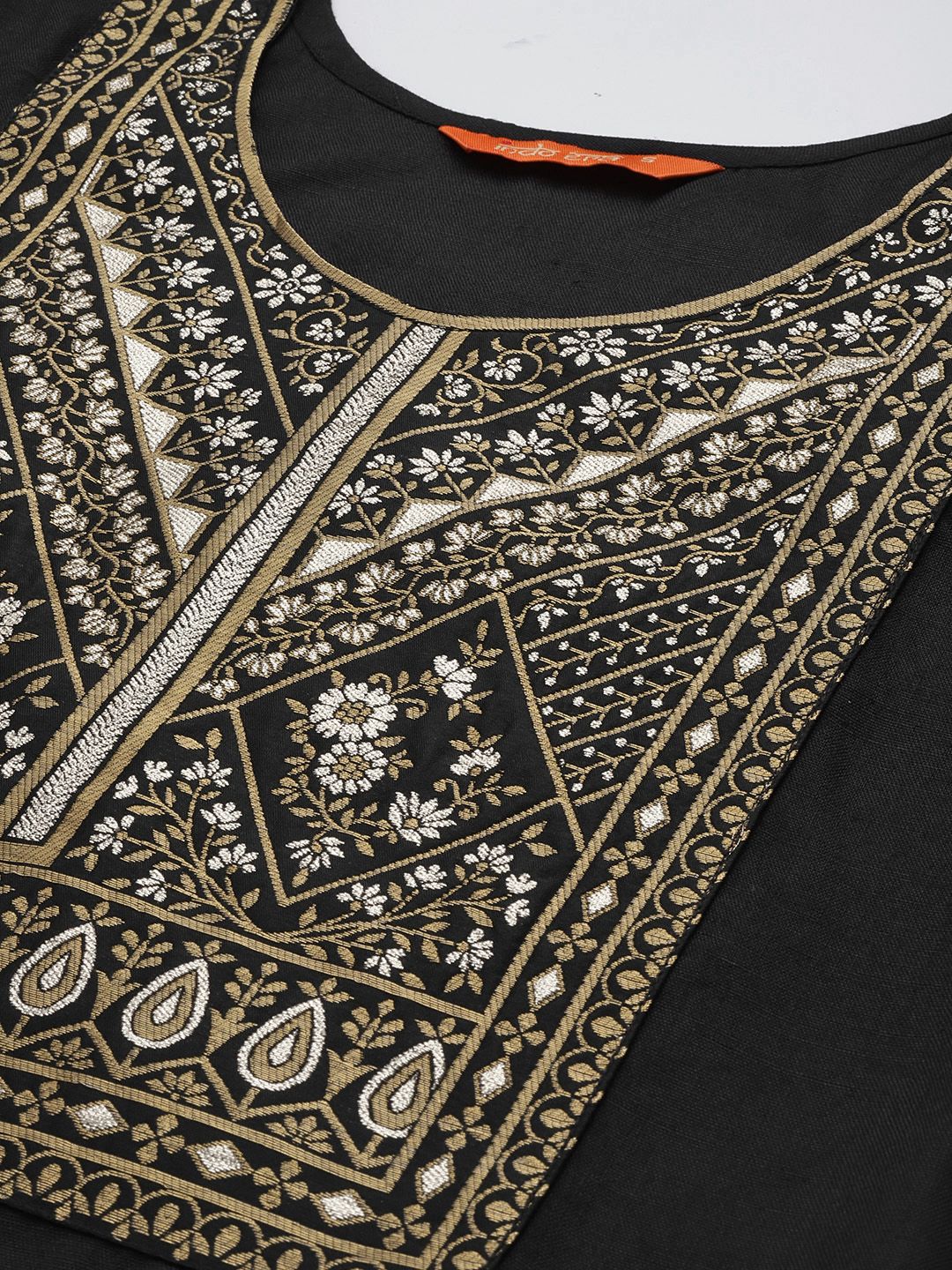Dhiyona IE Women Black Ethnic Motifs Yoke Design Kurta with Palazzos
