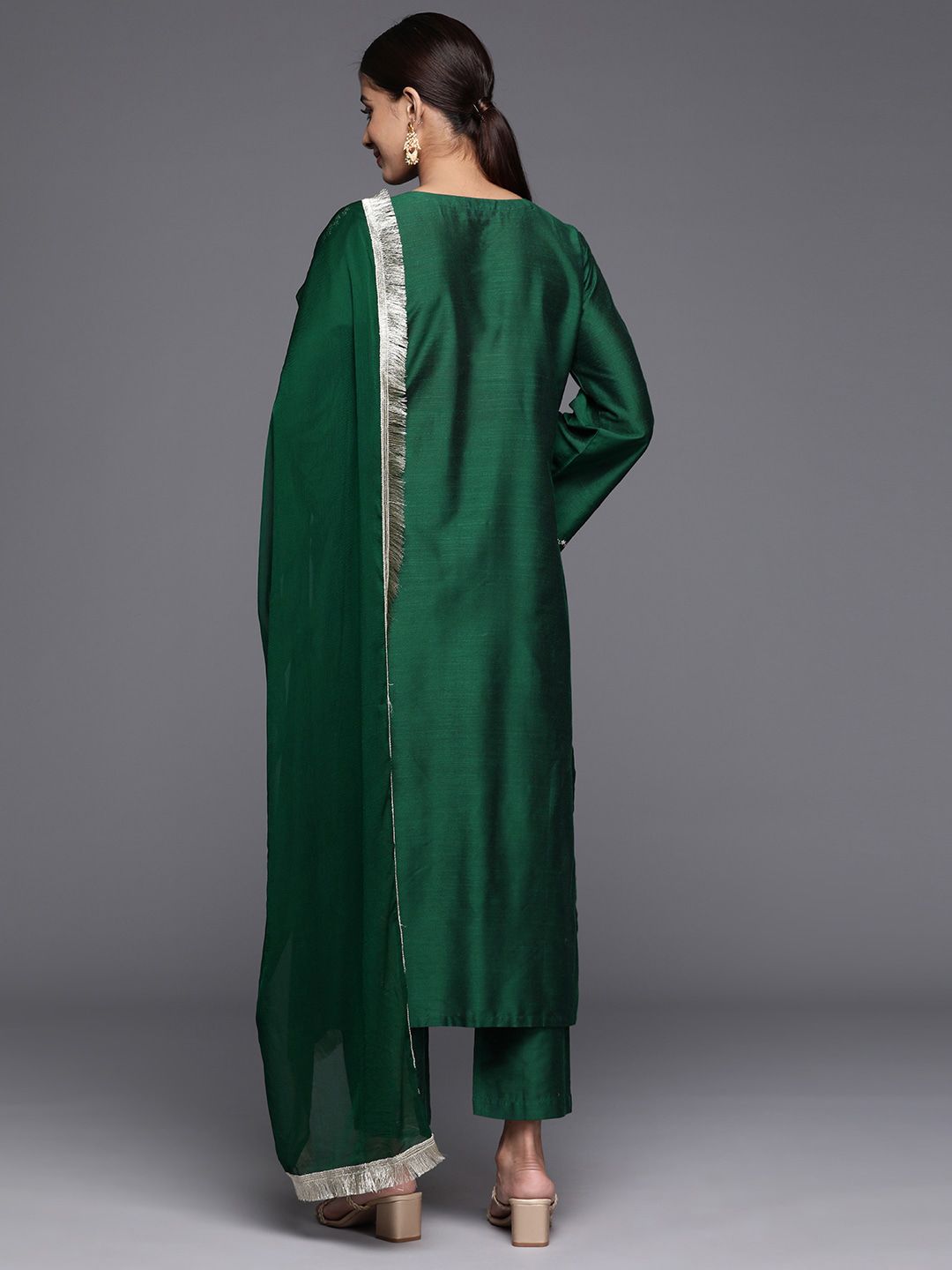 Dhiyona VA Women'sEthnic Motifs Printed Regular Sequinned Kurta with Trousers & With Dupatta