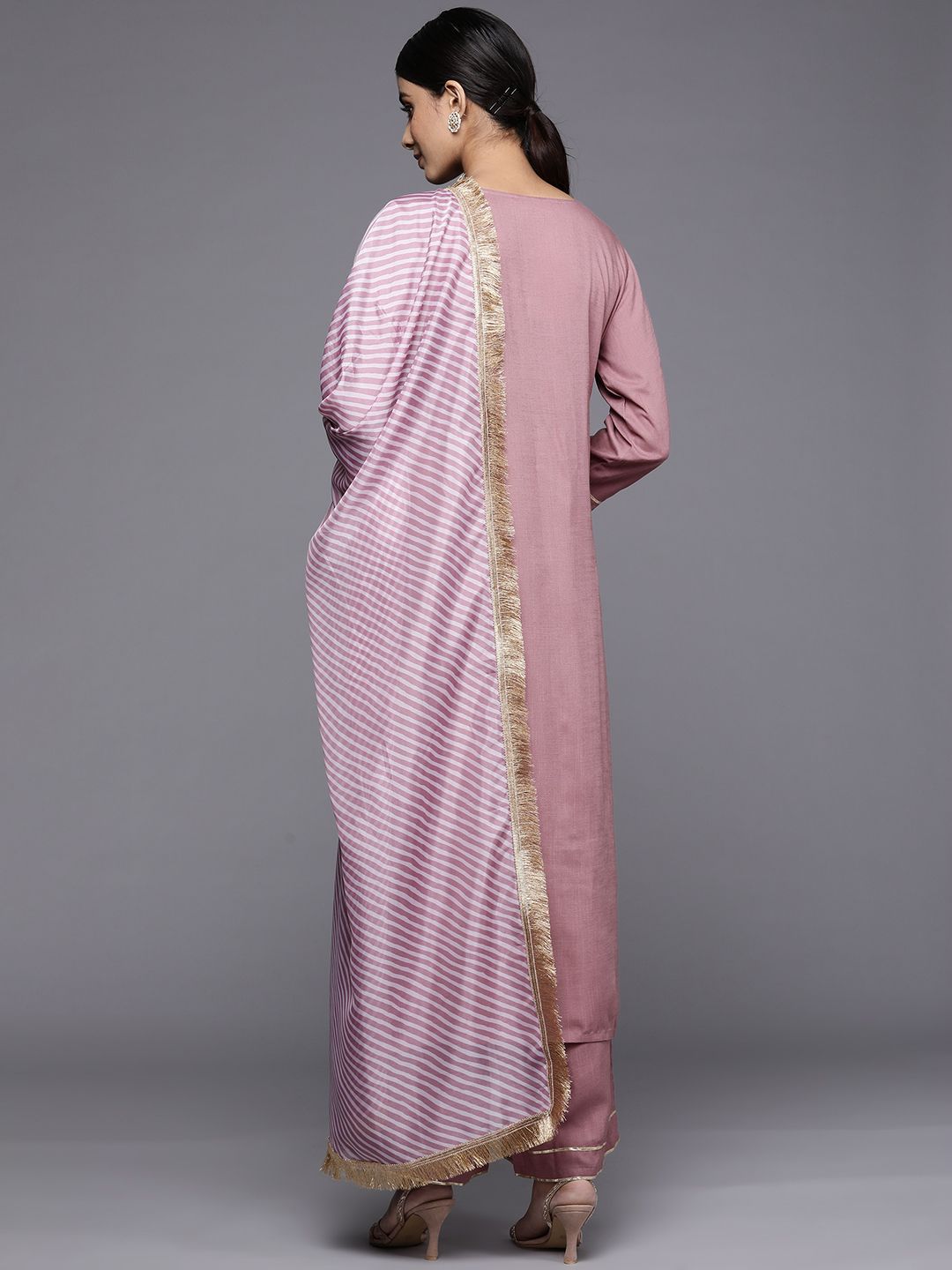 Dhiyona VA Women's Solid Yoke Design Kurta with Trousers & Dupatta