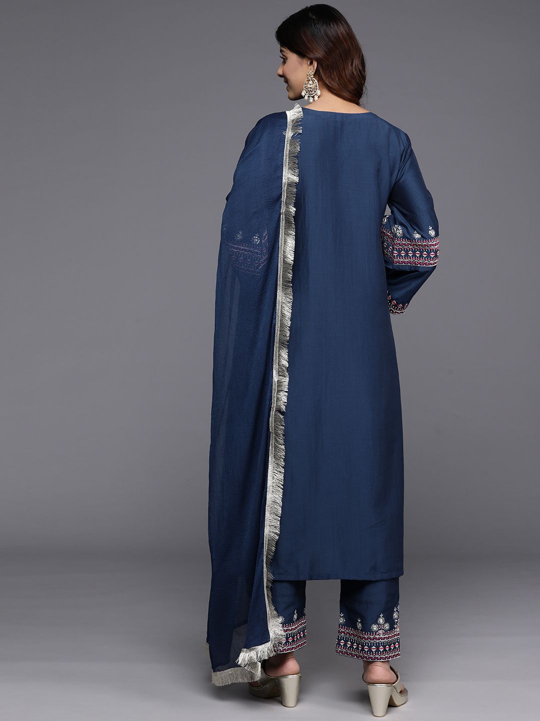 Dhiyona VA Women's Ethnic Motifs Embroidered Regular Kurta with Trousers & With Dupatta
