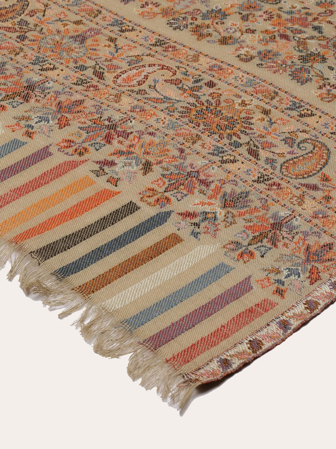 Dhiyona PA Women Beige Kaani Woven Design Shawl