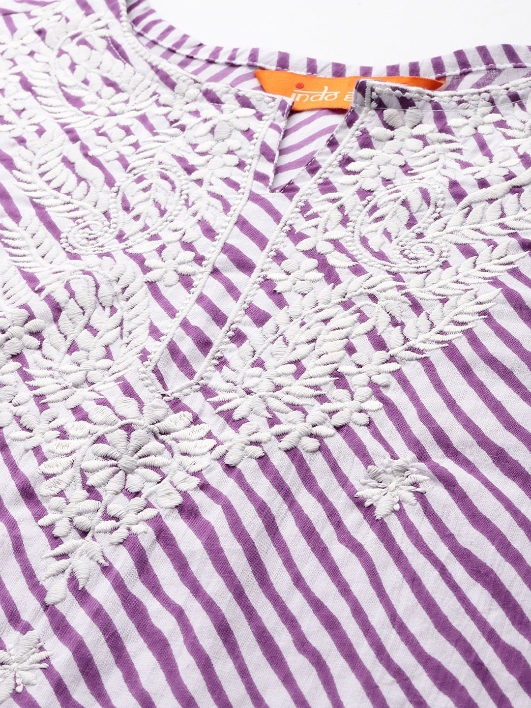 Dhiyona IE Leheriya Printed Thread Work Pure Cotton Kurta With Trousers & Dupatta
