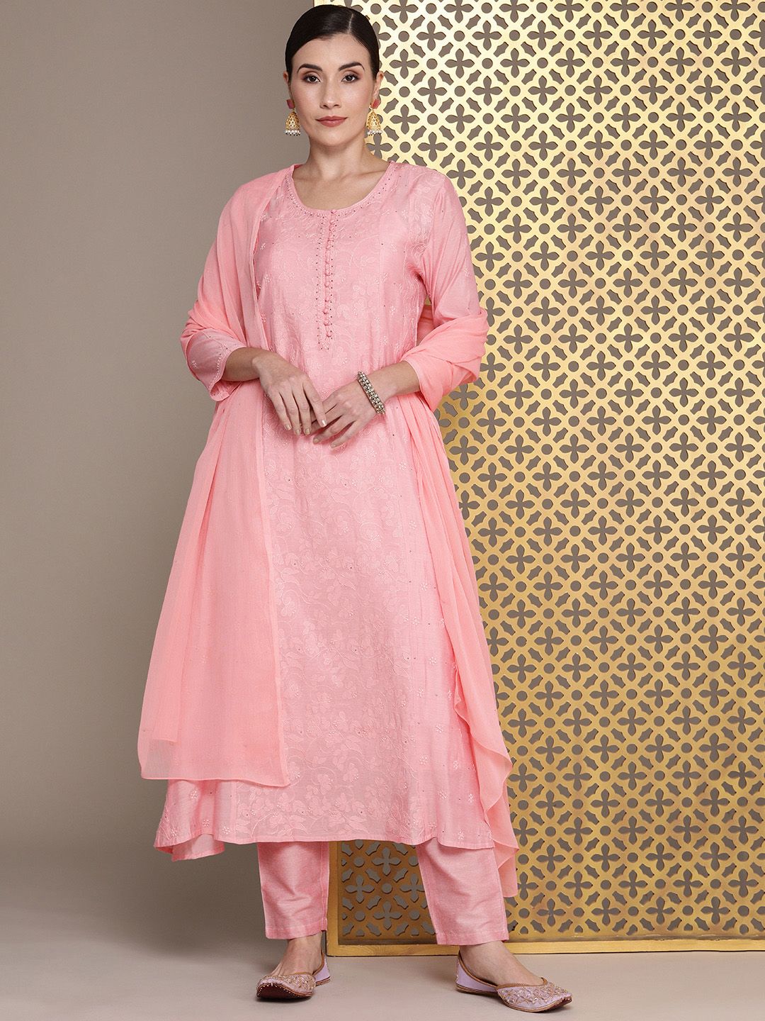 Dhiyona PD Women Ethnic Motifs Embroidered Jashn Kurta with Palazzos & Dupatta