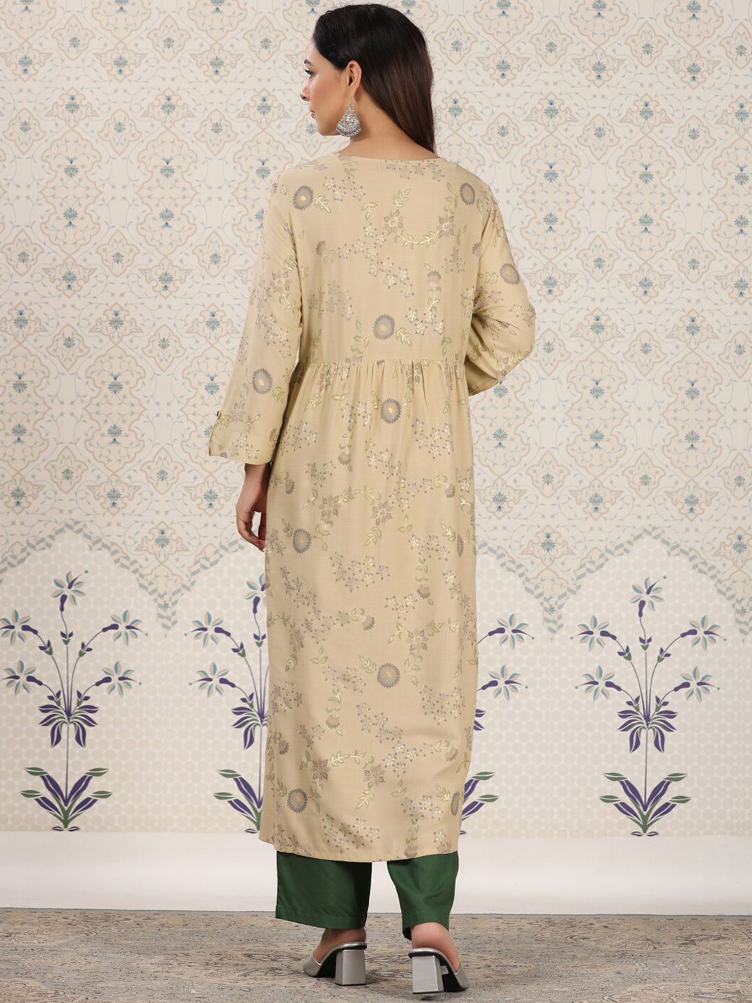 Dhiyona OD Ethnic motifs Printed Mirror Work Detailed A-Line Kurta