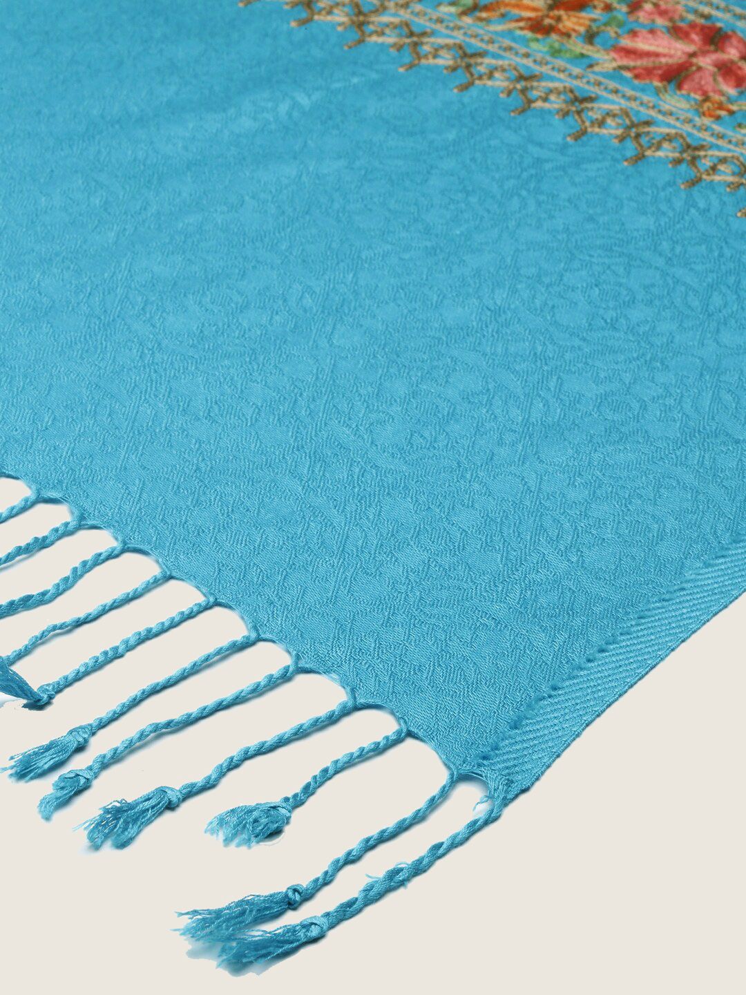 Dhiyona PA Women Blue Embroidered Aari Work Shawl