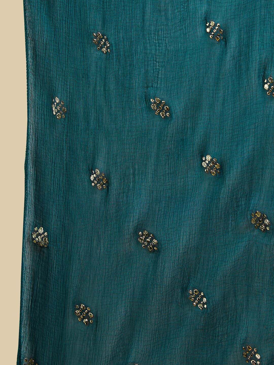 Dhiyona SO Women's Women Beads and Stones Silk Georgette Kurta with Trousers & Dupatta
