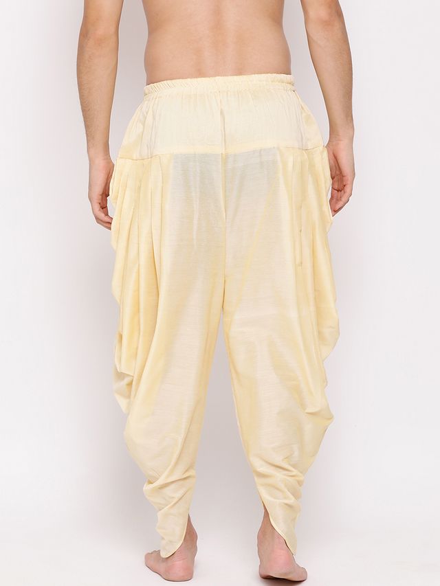 Men's Cream Silk Blend Straight Dhoti