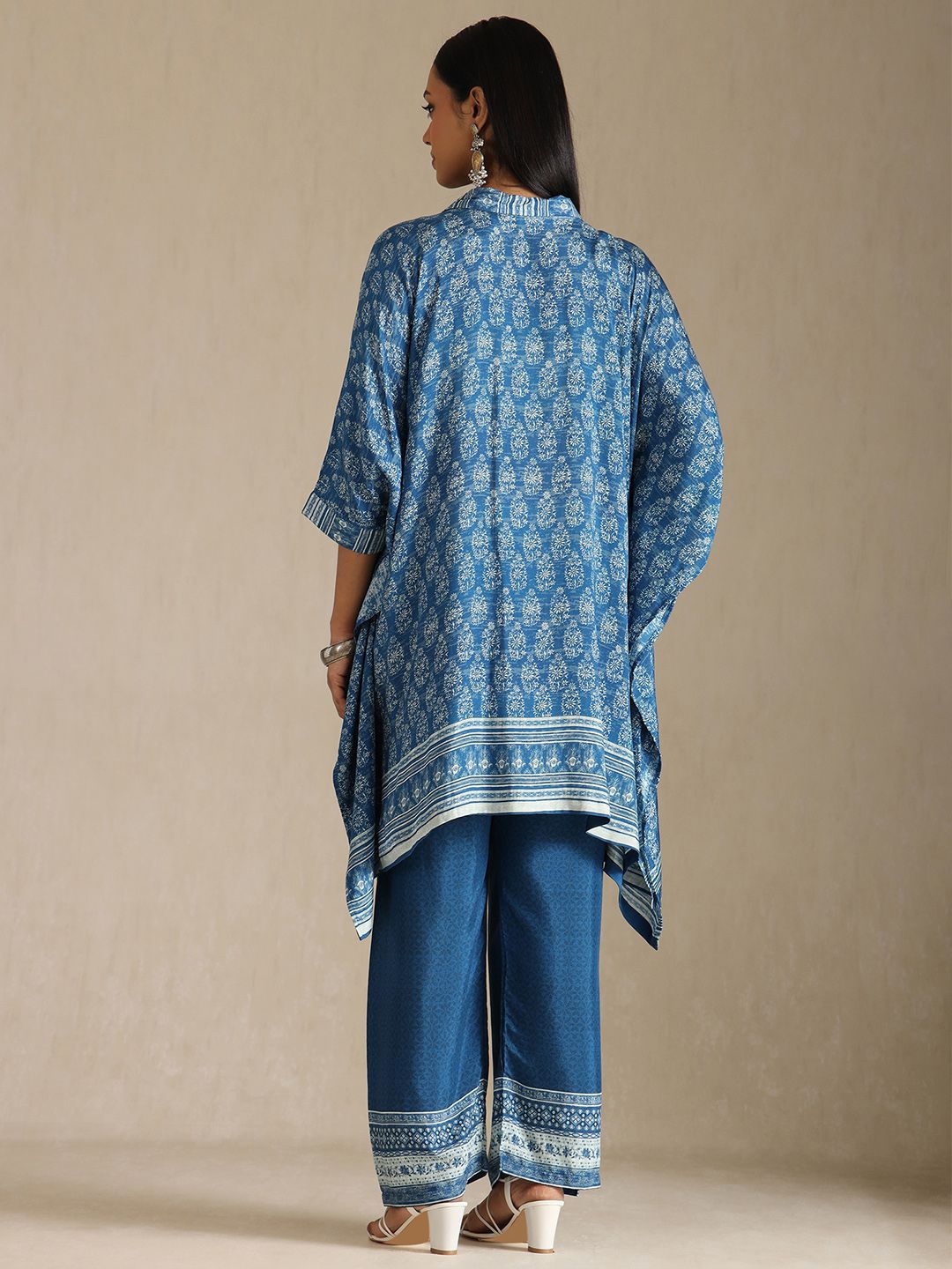 Dhiyona SO Women's Floral Printed Thread Work Kaftan Kurta with Trouser