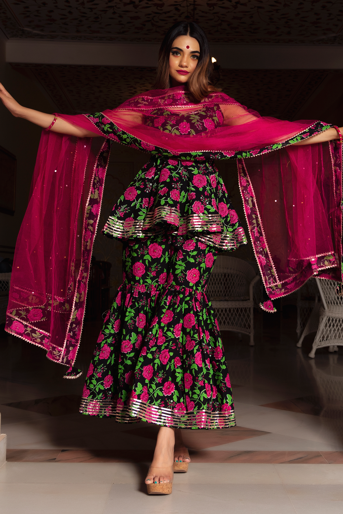 Gulmohar Cotton Hand Block Sharara Set