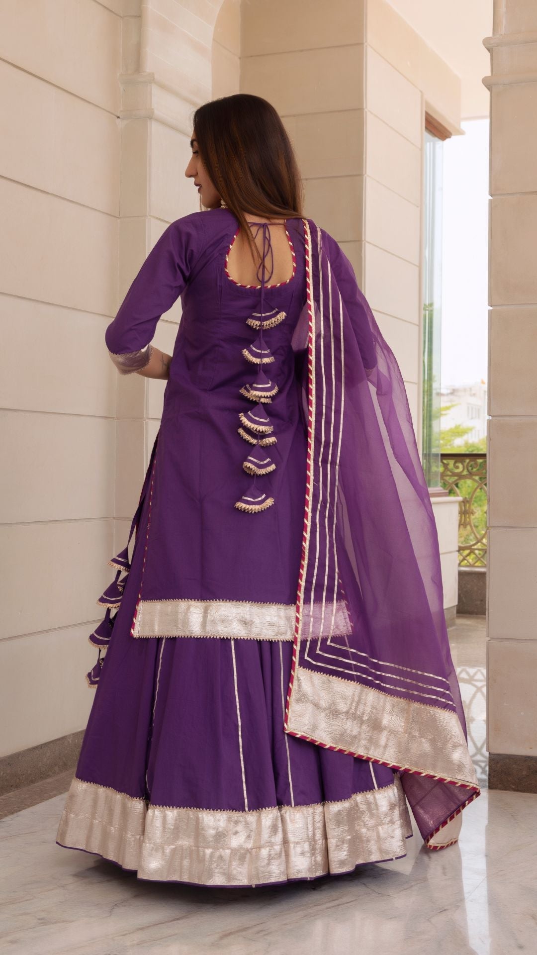 Falguni Purple Kurta Skirt Set