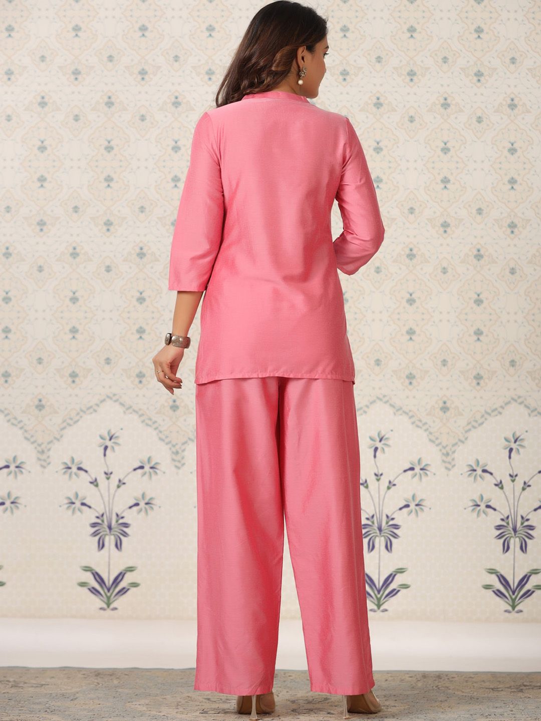 Dhiyona OD Printed Mandarin Collar Thread Work Kurta