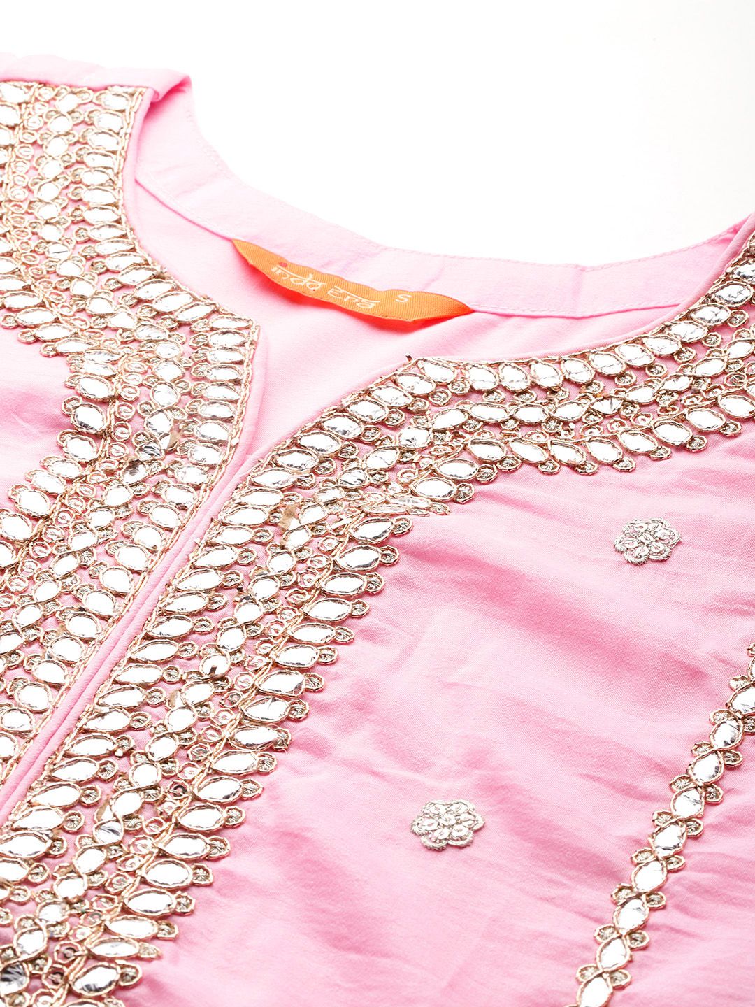 Dhiyona IE Ethnic Motifs Embroidered Panelled Gotta Patti Kurta With Trousers & Dupatta