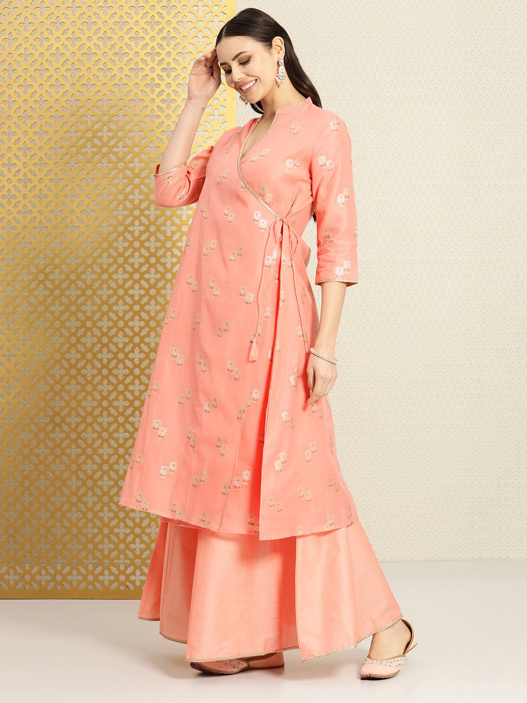 Dhiyona PD Women Ethnic Motifs Angrakha Jashn Kurta with Skirt & Dupatta