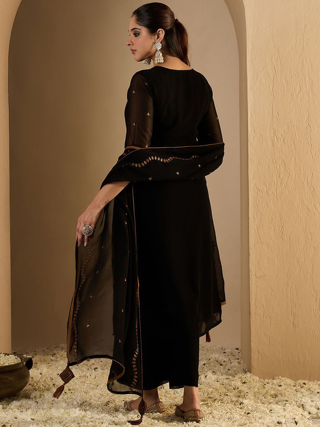 Dhiyona IE Women's Women Ethnic Motifs Printed Kurta with Palazzos & Dupatta