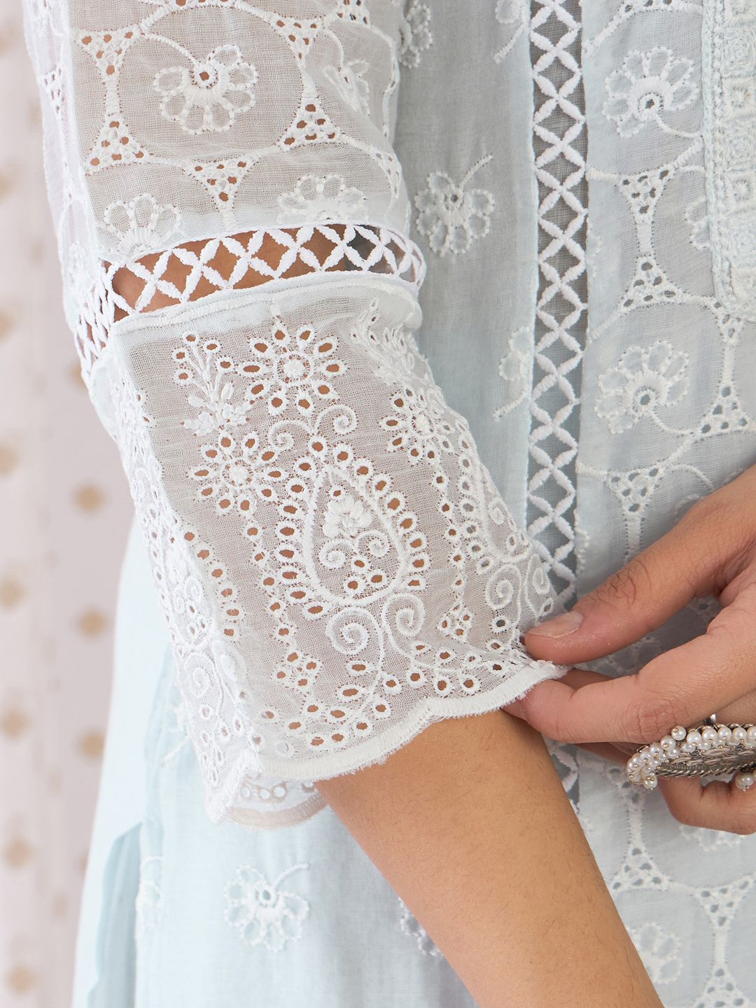 Women Ethnic Motifs Thread Work Pure Cotton Kurta with Trousers & With Dupatta