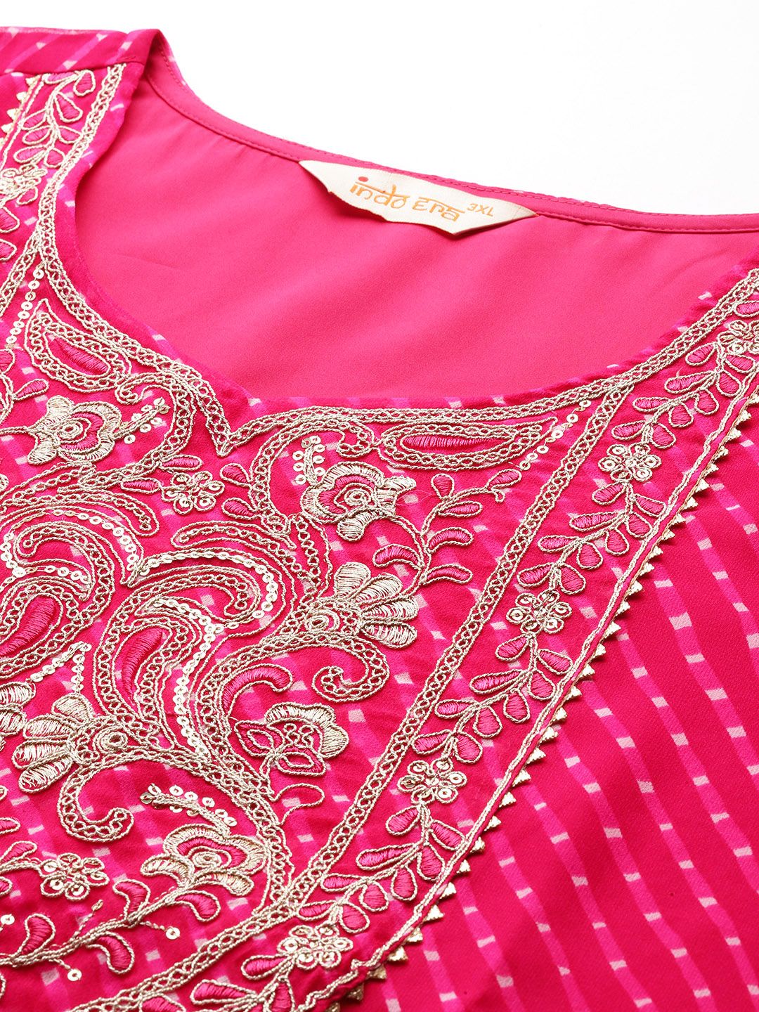 Dhiyona IE Plus Size Ethnic Motifs Embroidered Sequinned Georgette Kurta