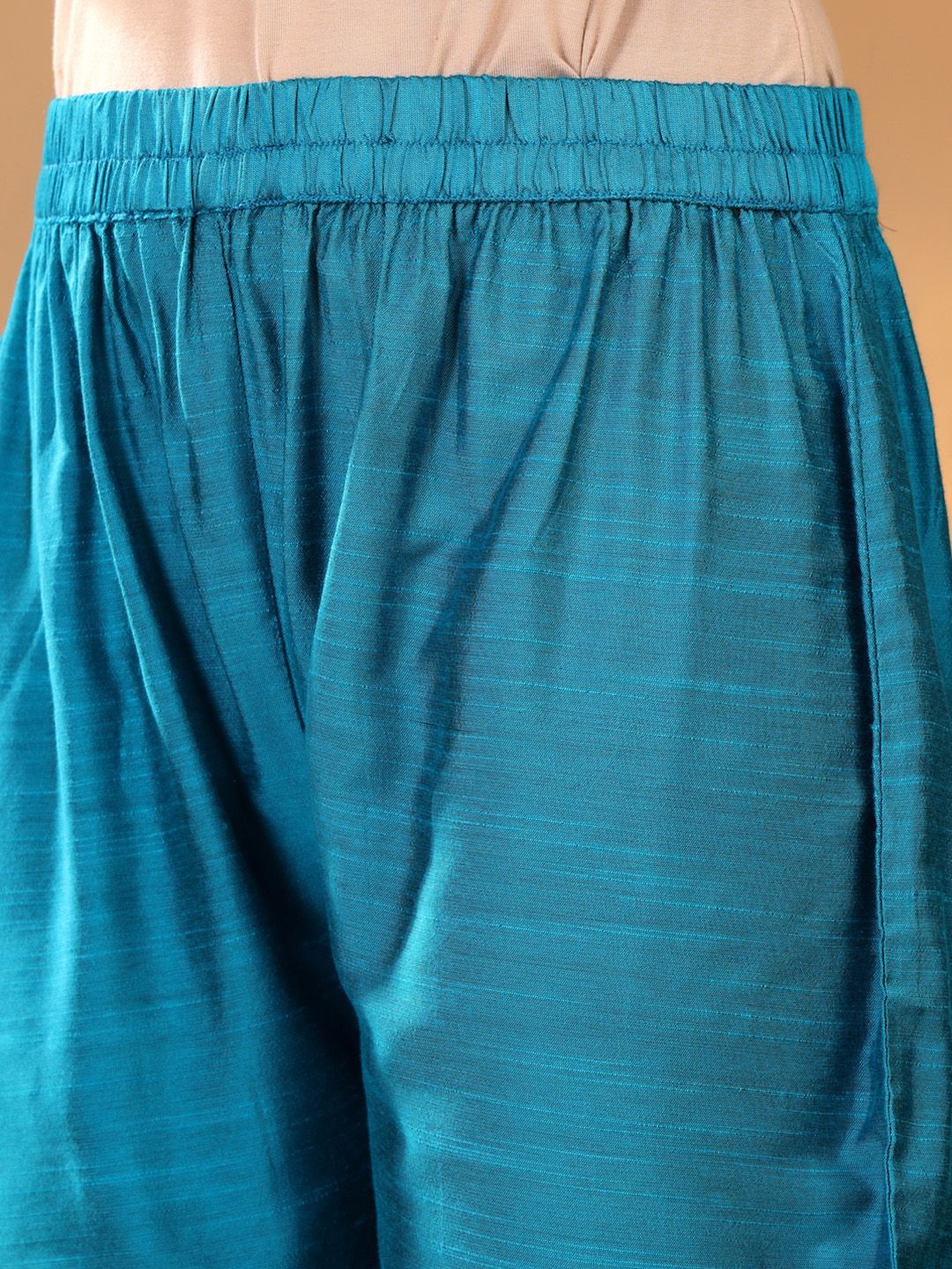 Dhiyona VA Women'sTurquoise Blue Floral Yoke Design Thread Work Kurta With Trouser & Dupatta