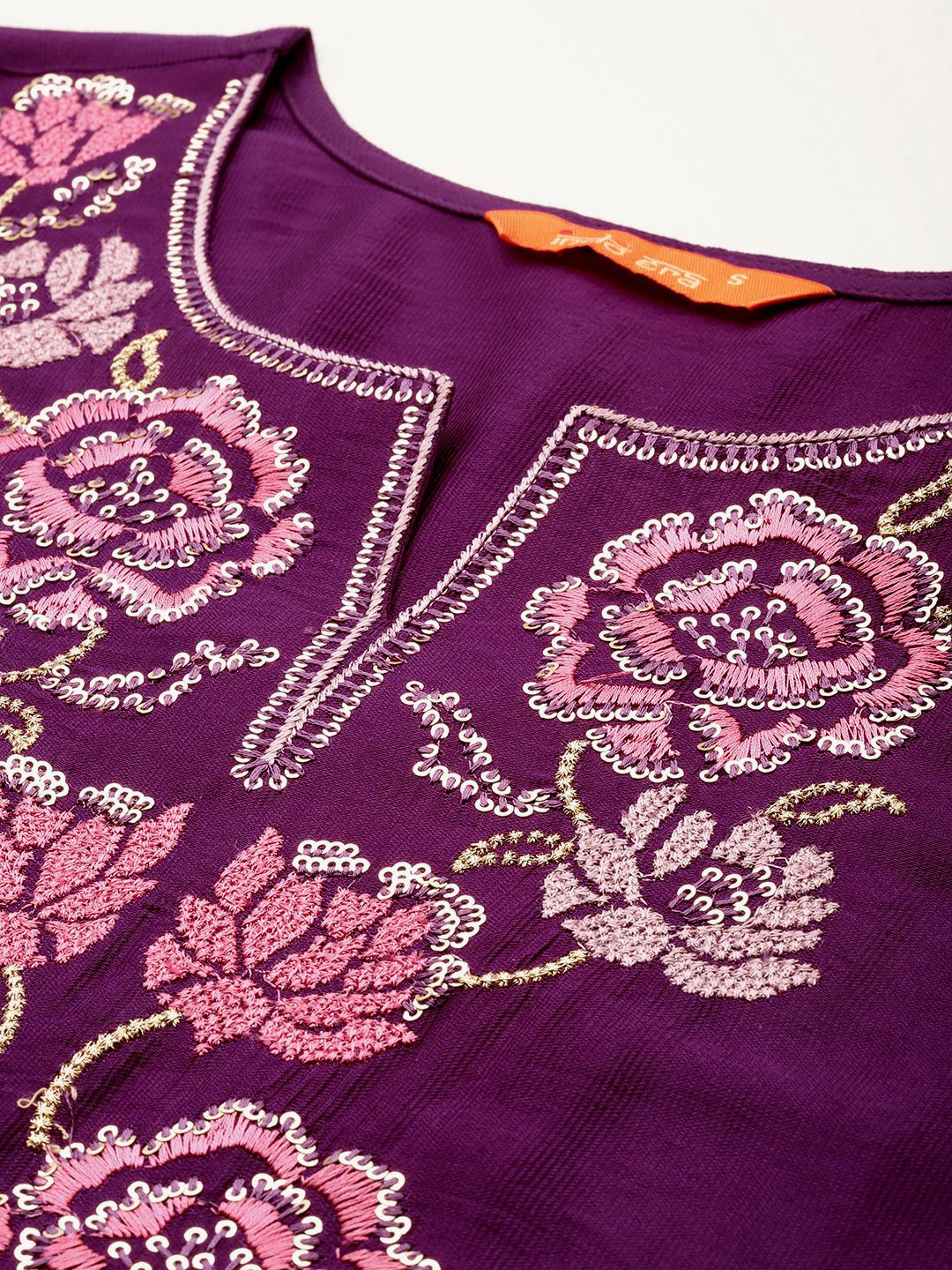 Dhiyona IE Floral Embroidered Sequinned Liva Kurta With Trousers & Dupatta