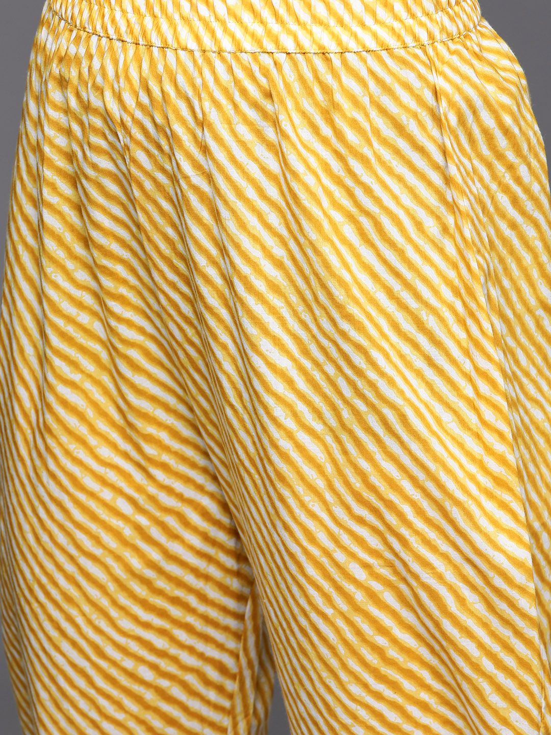 Dhiyona VA Women's Mustard Yellow Ethnic Motifs Printed Sequinned Pure Cotton Kurta with Trousers & With Dupatta