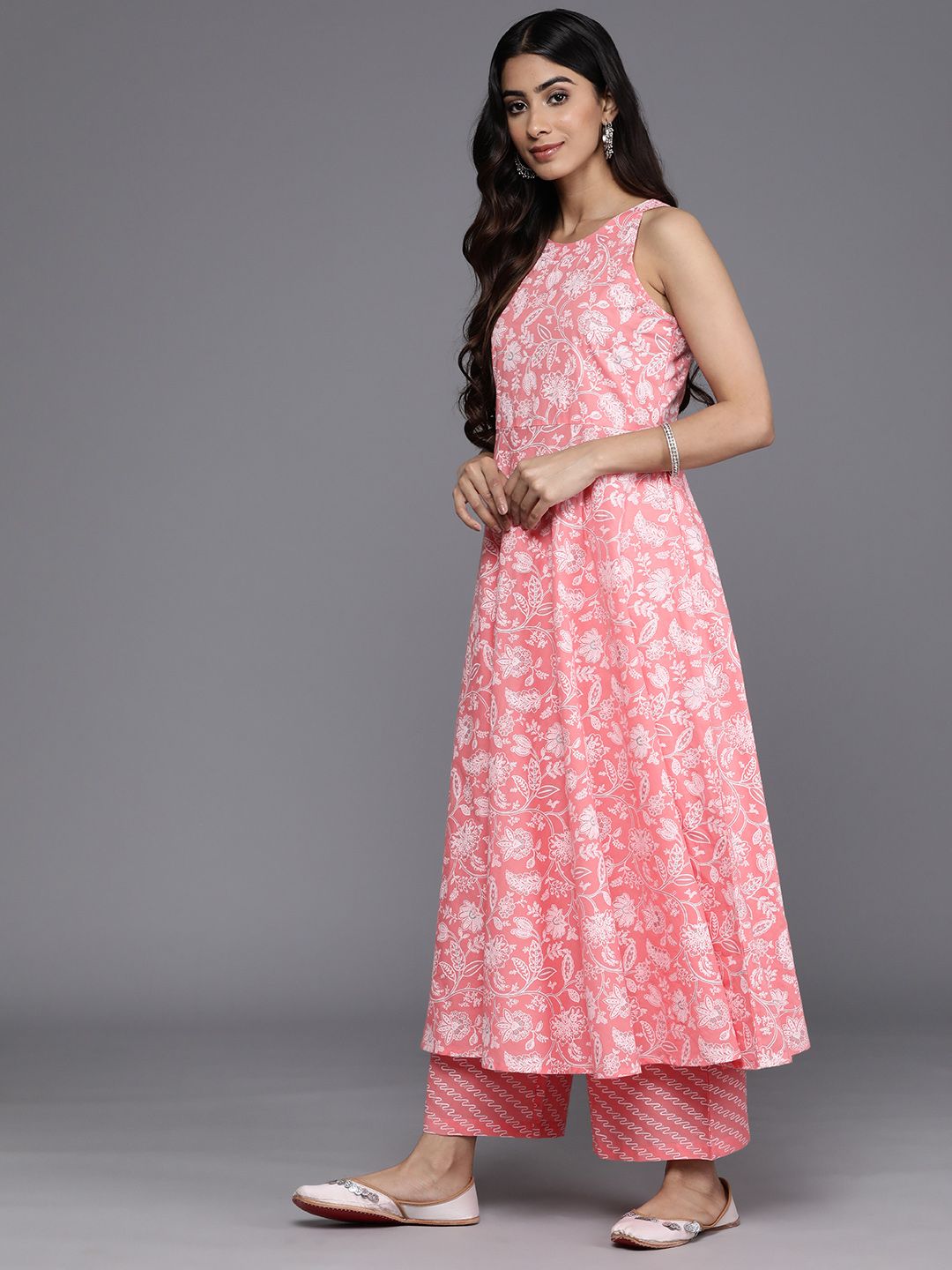 Dhiyona VA Women'sFloral Printed Regular Pure Cotton Kurta with Trousers
