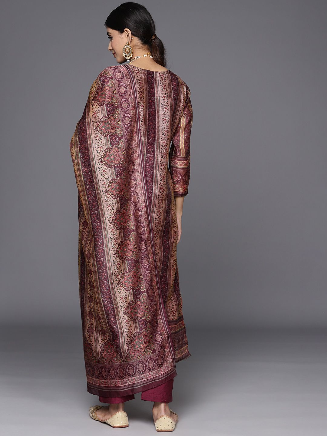Dhiyona VA Women'sEthnic Motifs Printed Chanderi Silk Kurta With Trousers & Dupatta