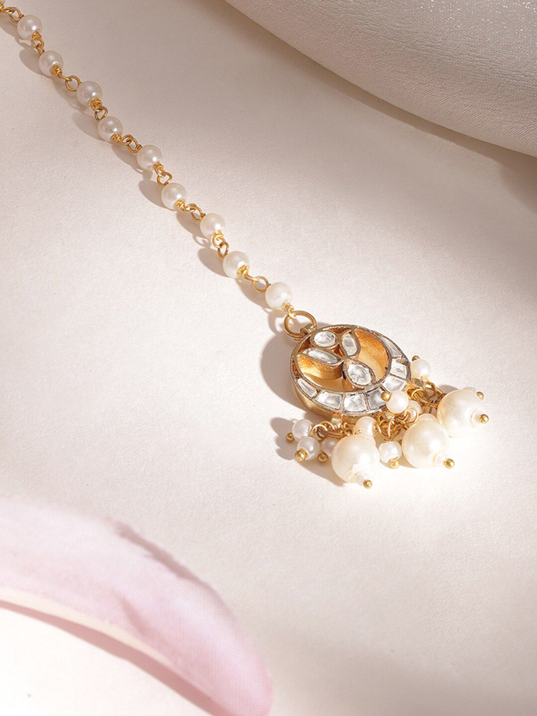 Dhiyona RJ Women's Gold-Plated Kundan Studded Maang Tikka Head Jewellery