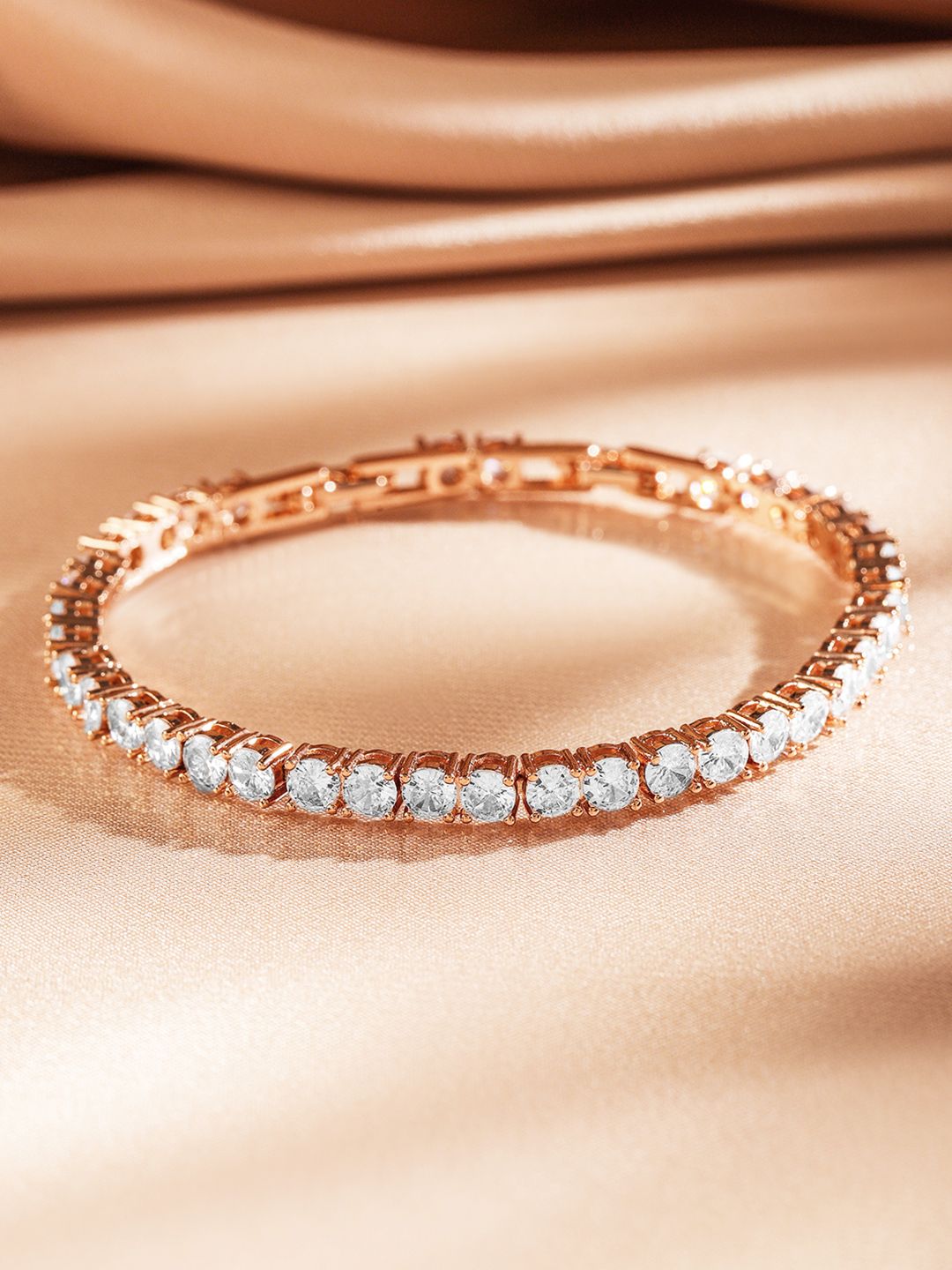 Dhiyona RJ Women's 18K Rose Gold Plated White Cubic Zirconia Statement Tennis Bracelet