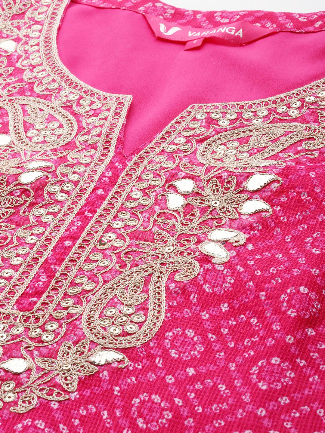 Dhiyona VA Women's Ethnic Motifs Yoke Design Regular Sequinned Kurta with Trousers & Dupatta