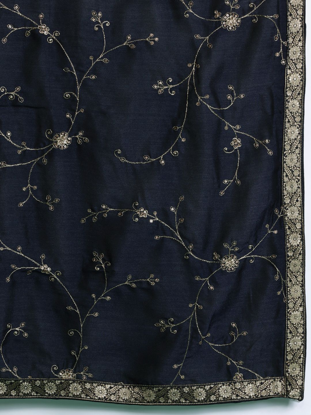 Dhiyona IE Floral Embroidered Sequinned Kurta With Trousers & Dupatta