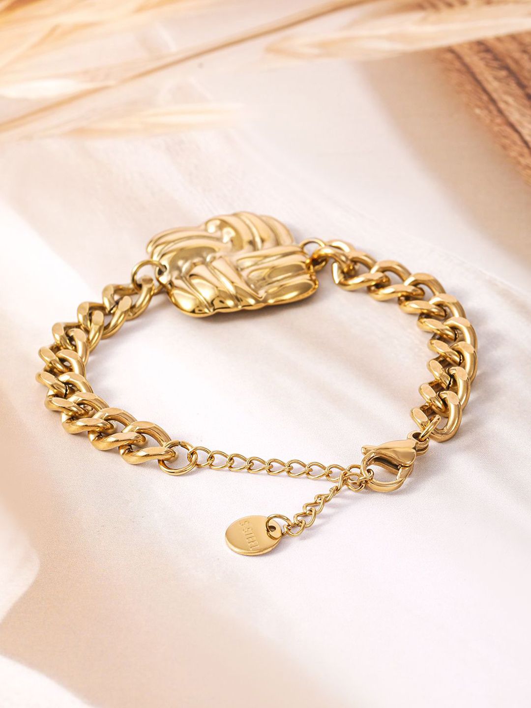 Dhiyona RJ Women's 18K Gold Plated Stainless Steel Tarnish-Free Waterproof Demi-Fine Chain Bracelet
